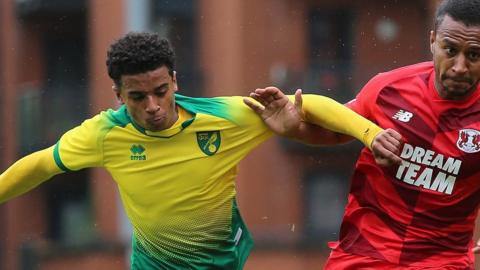 Jordan Thomas featured for Norwich in a pre-season friendly at Brisbane Road in July 2019