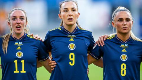 Scotland players sing national anthem