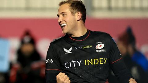 Premiership top scorer Max Malins returned from England duty to go over for his eighth Saracens try of the season