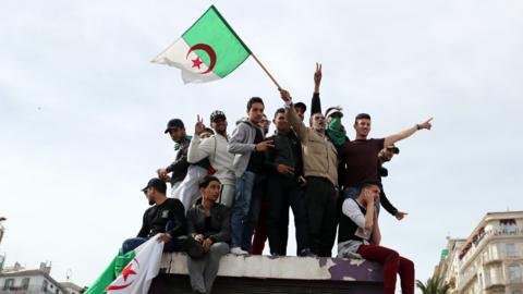 Algerian students protesting against the President March 2019
