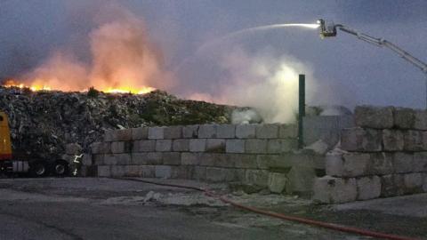 Firefighters tackle the blaze at Northern Waste in Scunthorpe