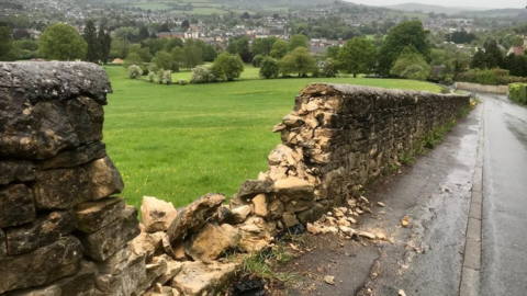 The collapsed wall in New Road