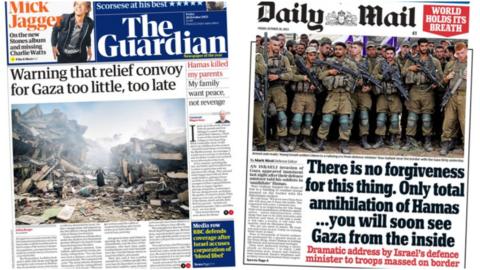 An image showing the Guardian and Daily Mail's front pages