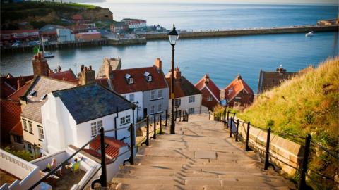 Looking down Whitby's 199 steps