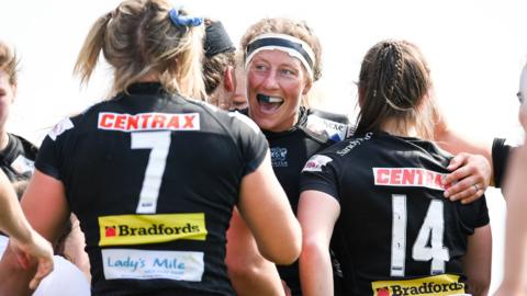 Exeter celebrate a try