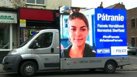 South Yorkshire Police drove a van around Sheffield showing a picture of Pamela Horvathova
