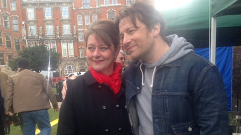 Leanne Wood and Jamie Oliver