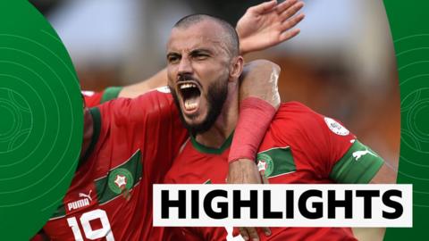 Morocco captain Romain Saiss celebrates his goal against Tanzania