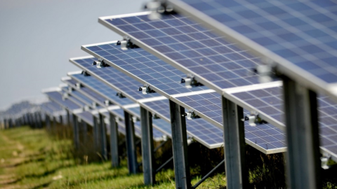 Solar panels in a field