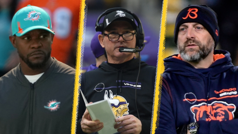 Brian Flores (left), Mike Zimmer (centre) and Matt Nagy