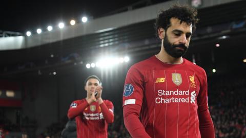 Mohammed Salah & Trent Alexander-Arnold after the Champions League loss to Atletico Madrid