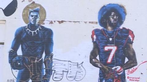 Mural in Atlanta featuring Muhammad Ali and Colin Kaepernick