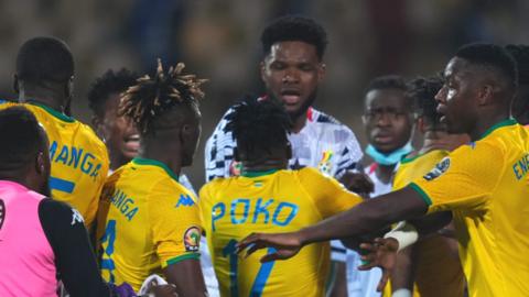 A melee after Ghana's 1-1 draw against Gabon at the Africa Cup of Nations