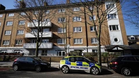 Police car on Globe Road, Bethnal Green