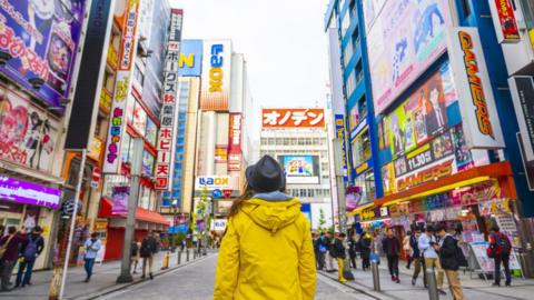 Tourist walking in Akihabara electronic town