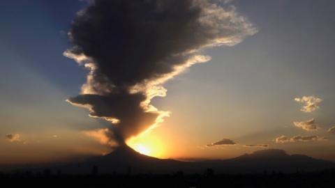 Popocatepetl volcano with plume