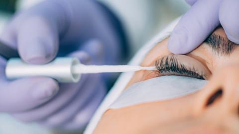 Stock image of eyelash extension treatment