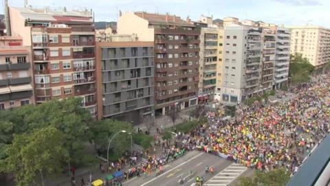 Marchers in Barcelona, 18 October