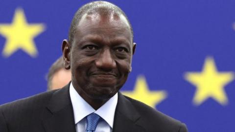 Kenya's President William Ruto arrives to address MEPs during a plenary session at the European Parliament in Strasbourg, eastern France, on November 21, 2023.