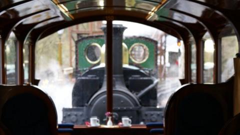 View from Pullman carriage at Tan y Bwlch, Gwynedd