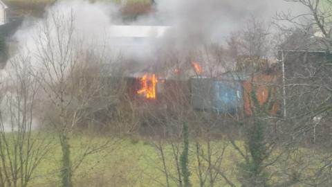 Fire at Gwili steam railway