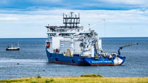The NKT Victoria Shetland - a subsea cable-laying vessel.