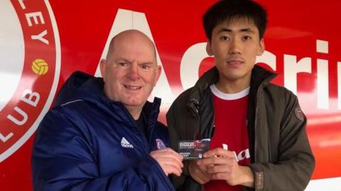 Accrington Korean fan Jung Min Yoo on his first visit to the ground