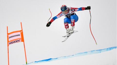 Image shows the Lauberhorn ski race in 2019