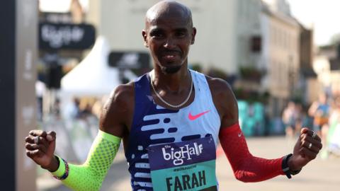Mo Farah after finishing fourth in The Big Half