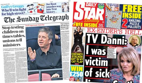 A compilation image of the Sunday Telegraph and Daily Star Sunday front pages