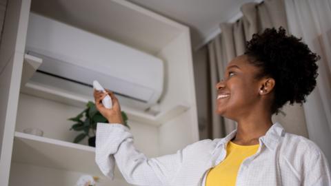 woman with aircon