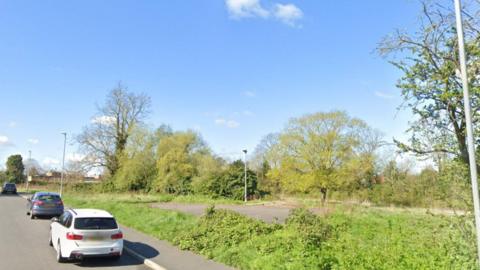 View from where the access road into the new residential site would be positioned, on Catlin Way