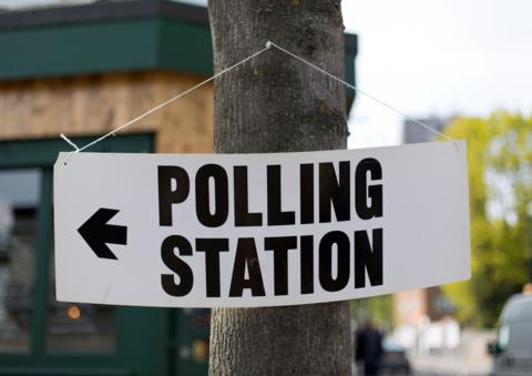 Polling station sign