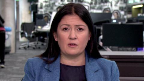 Lisa Nandy close up. She's sitting down, wearing a light blue blazer and a dark top