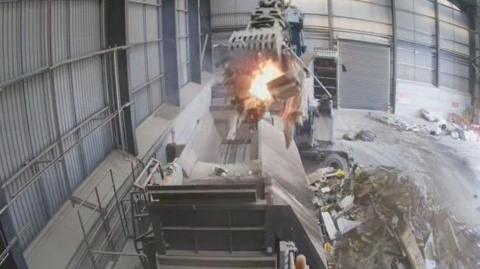 Fire at a waste processing plant