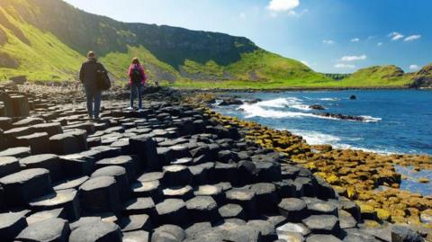 Tourists visiting Giant's Causeway