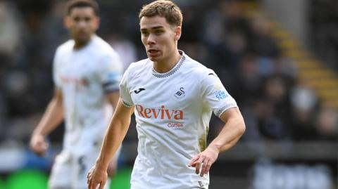 Leo Walta in action on his Swansea debut