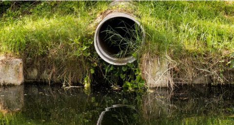 Sewage pipe at river