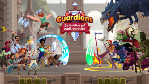 All the characters from the game with the text reading guardians, defenders of mathematica