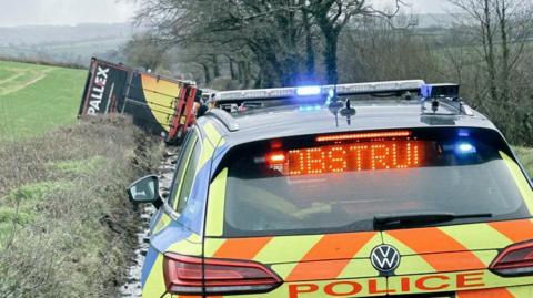 Overturned lorry