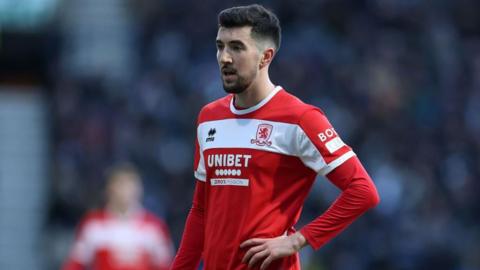 Finn Azaz of Middlesbrough looks on during the Championship match between Preston North End FC and Middlesbrough FC