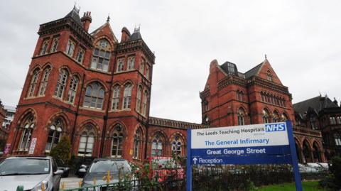 The red-bricked Leeds General Infirmary building with stone dressings and Venetian Gothic windows