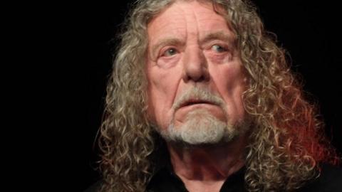 Close-up of Robert Plant's face at the Cambridge Folk Festival