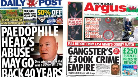 Front pages of Daily Post and South Wales Argus