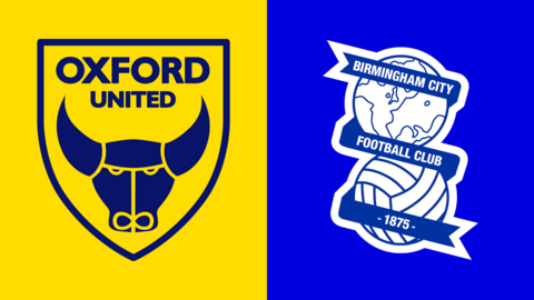 The club badges of Oxford United and Birmingham City side by side