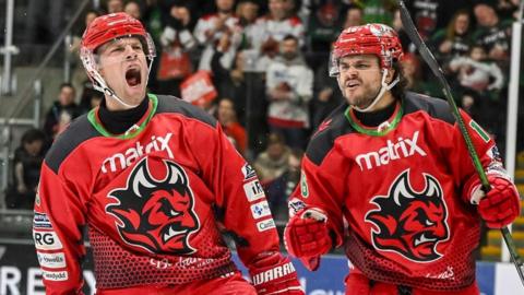 Cardiff Devils players celebrate