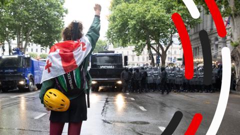 Woman at protests in Georgia