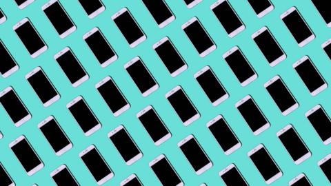 iphones on a blue background