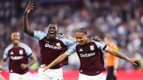 Aston Villa midfielder Boubacar Kamara scores his first Premier League goal