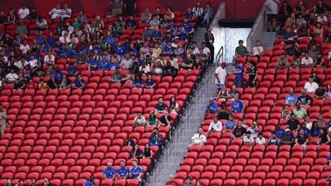 Empty seats in the Mercedes-Benz stadium in Atlanta